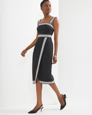 Chevron Wrap Midi Dress
