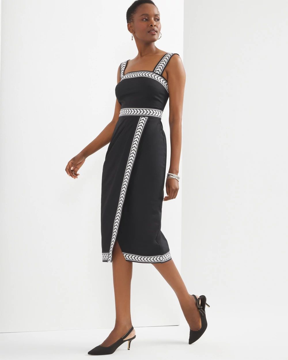Chevron Wrap Midi Dress
