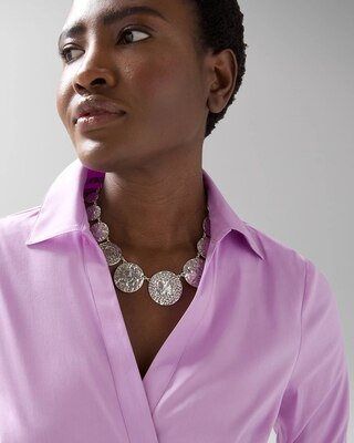 Silvertone Coin Pavé Necklace