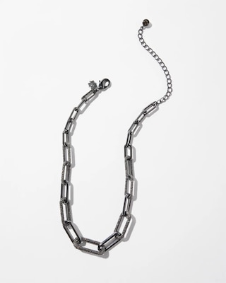 Hematite Crystal Links Short Strand Necklace