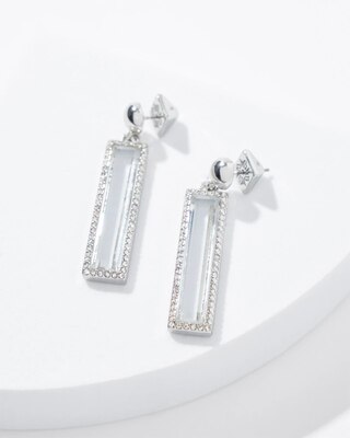 Silver Pave Crystal Linear Earrings