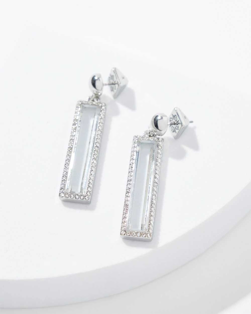 Silver Pave Crystal Linear Earrings click to view larger image.