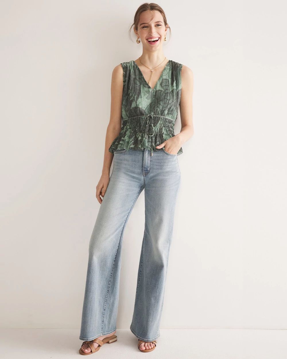 Petite High-Rise Everyday Soft Denim™ Wide-Leg Pants click to view larger image.