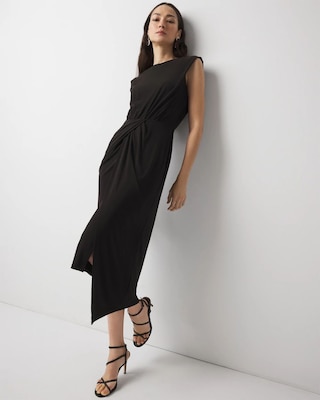 Asymmetric Draped Sheath Dress