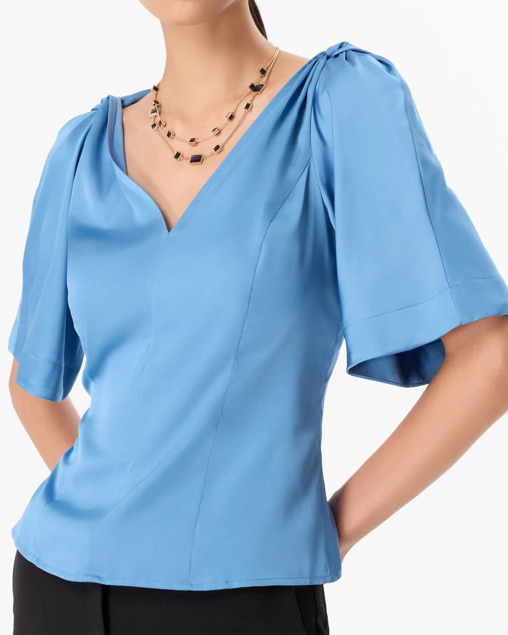 Satin Twist-Shoulder Top click to view larger image.