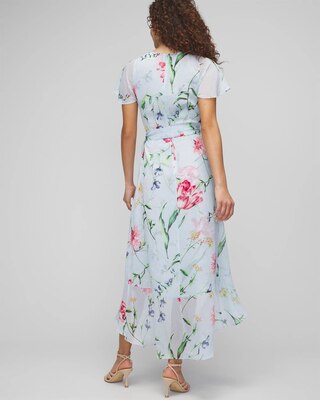 Short Sleeve Flutter Wrap Midi Dress