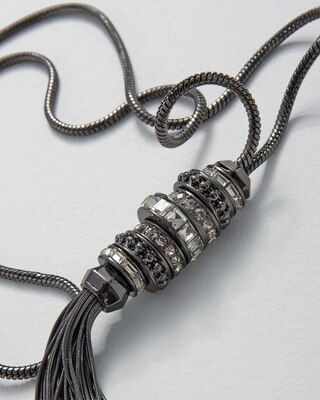 Hematite Rings Adjustable Tassel Necklace