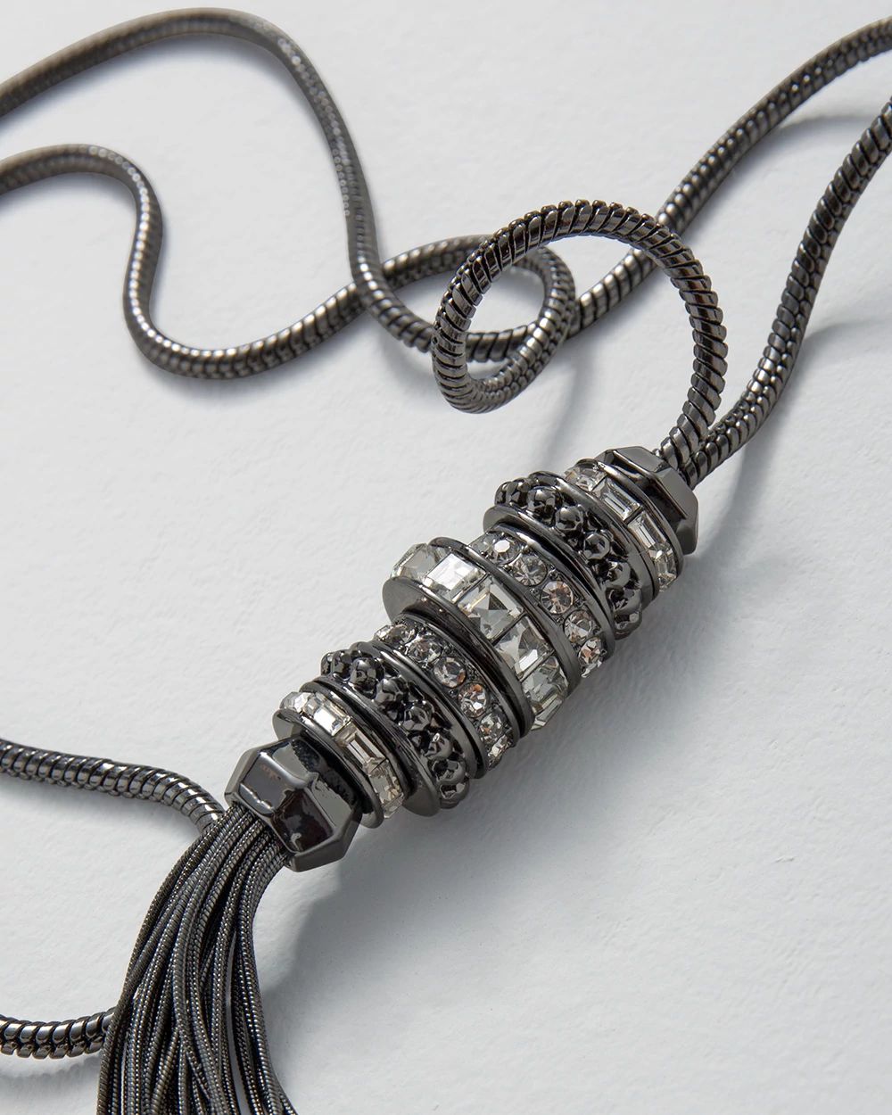 Hematite Rings Adjustable Tassel Necklace