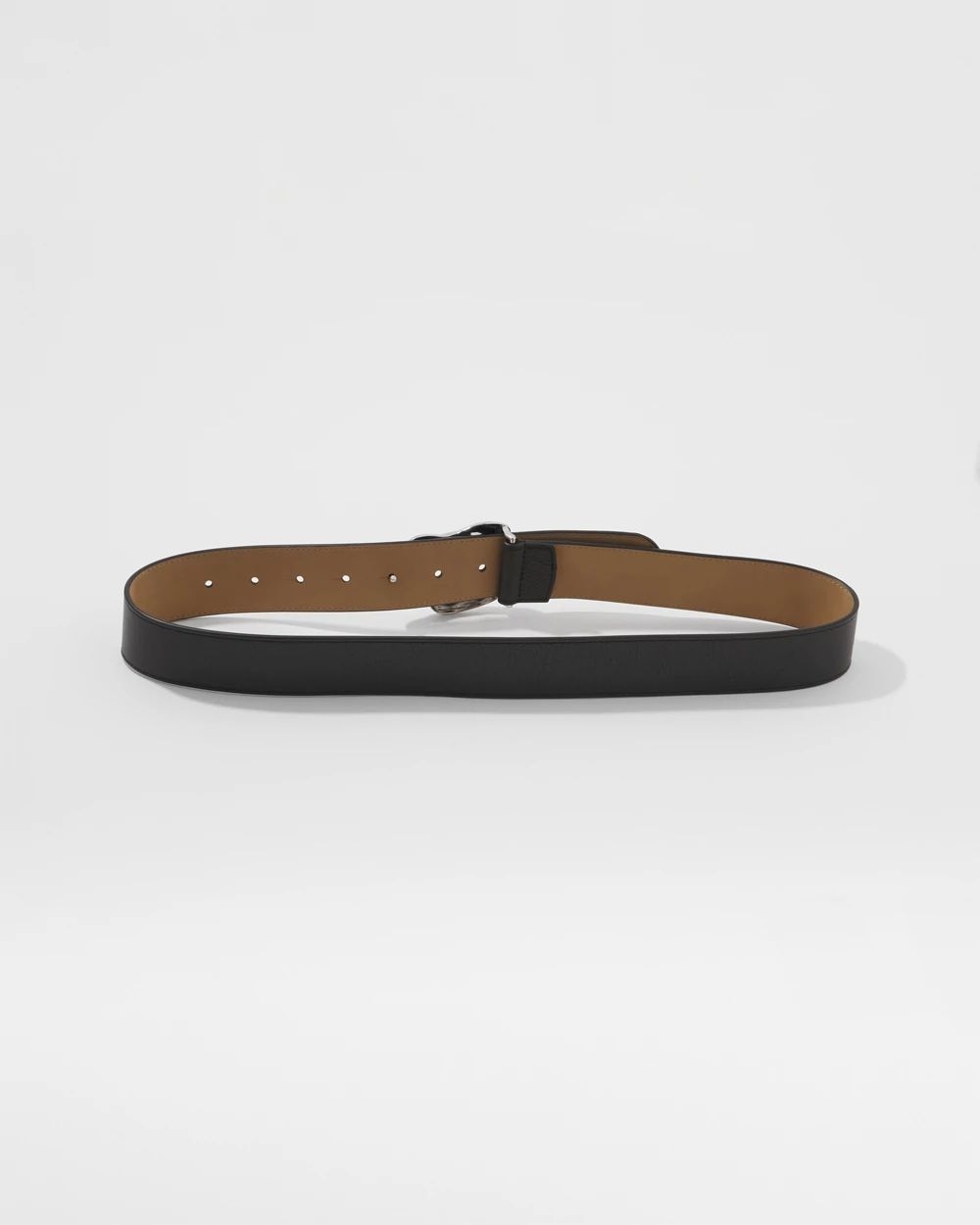 Leather Belt with Silver Sculptural Buckle