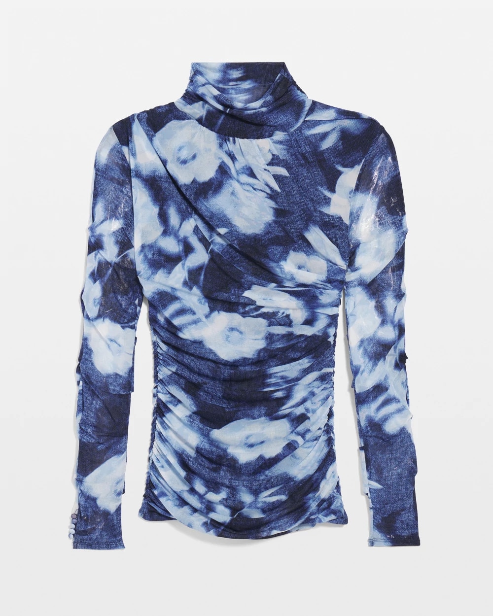 Ruched Long Sleeve Mesh Top