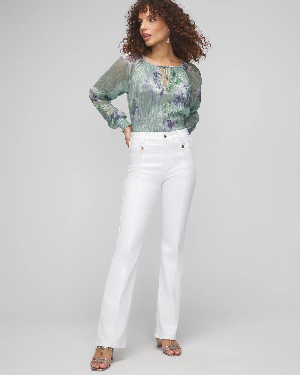 High-Rise Tab Bootcut Jeans