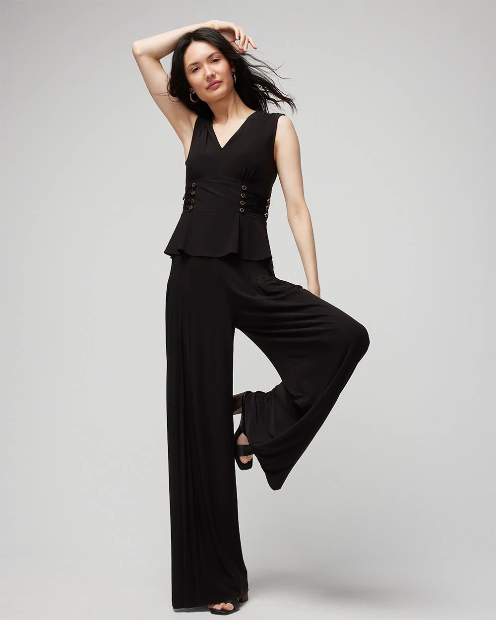 Matte Jersey Button Peplum Top