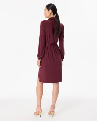 Long Sleeve Matte Jersey Shirtdress With Satin click to view larger image.