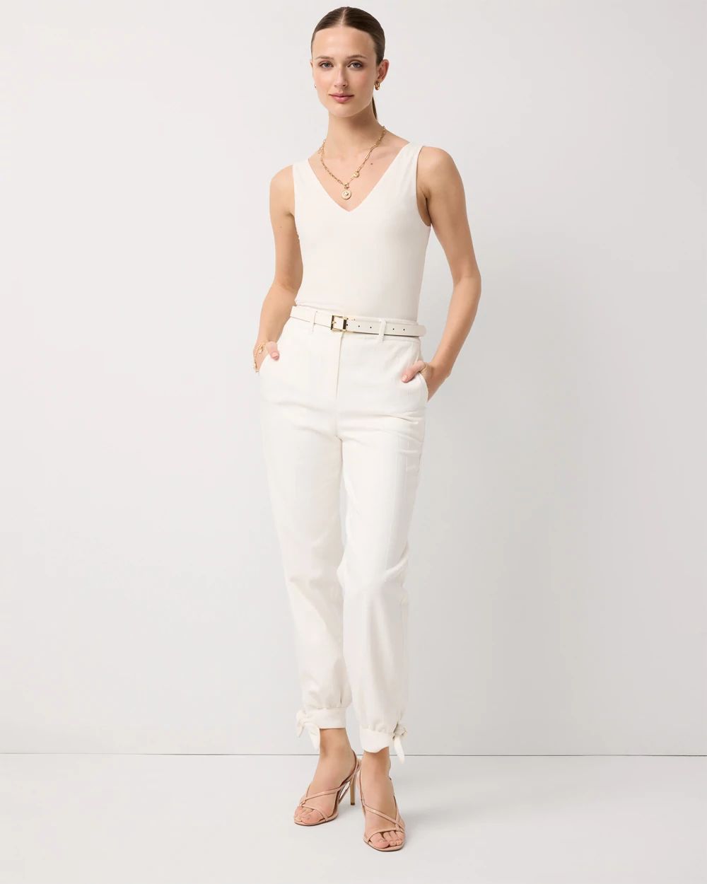 Petite Sequin Pinstripe Tapered Ankle Pant