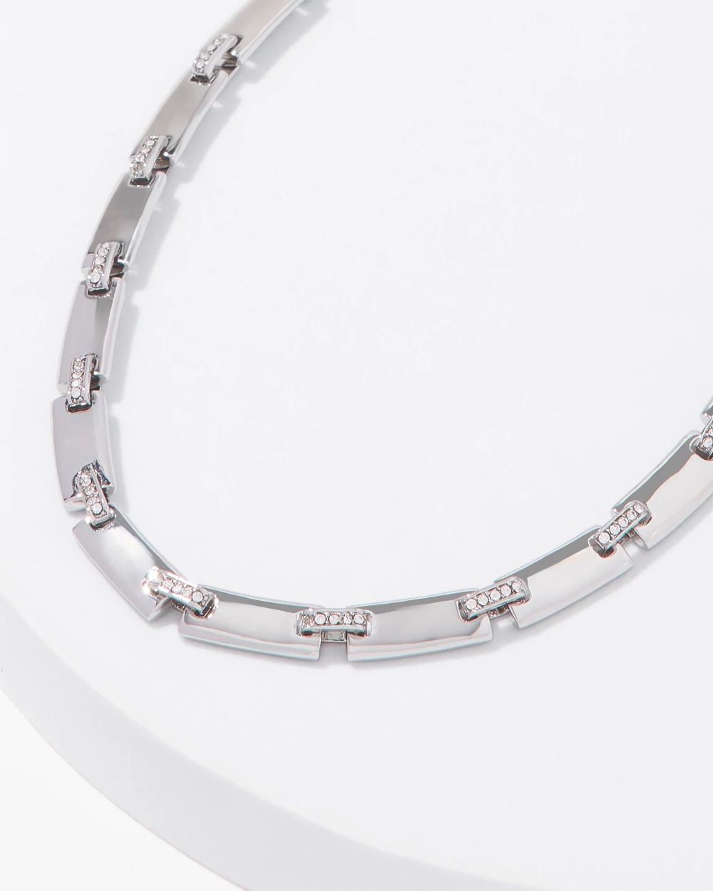Silver Pave Link Necklace