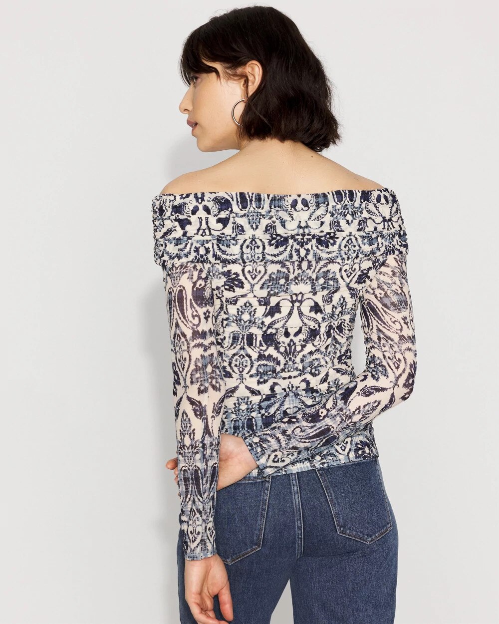 Off-the-Shoulder Mesh Top - image 4
