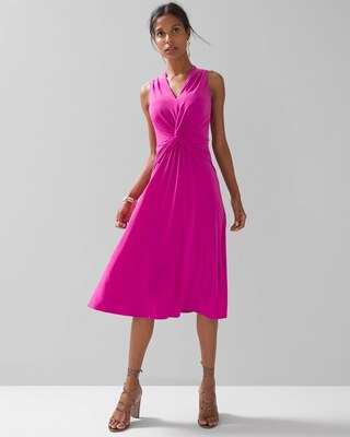 Abstract Butterfly Print Twist-Front Dress