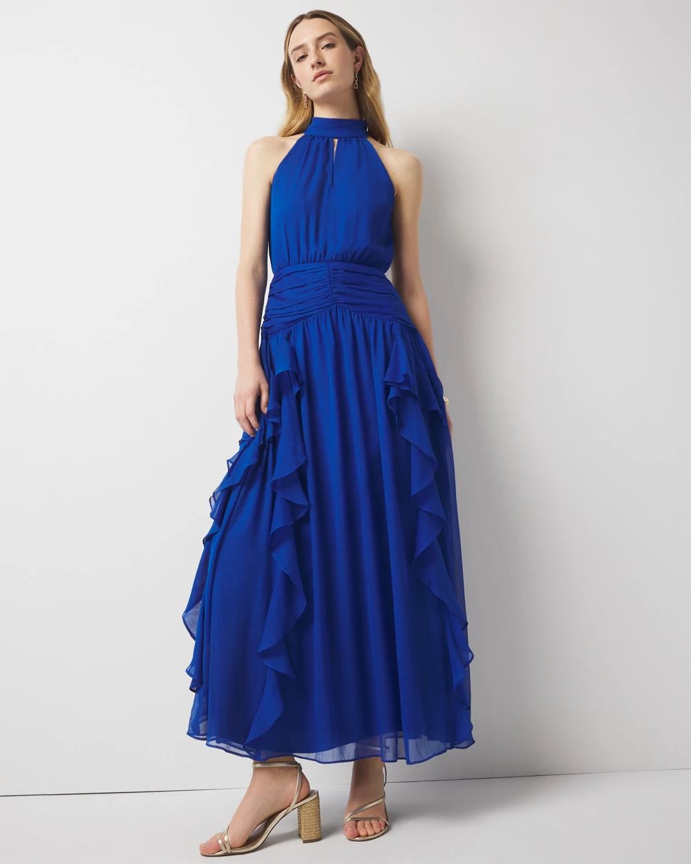 Ruffle Halter Maxi Dress