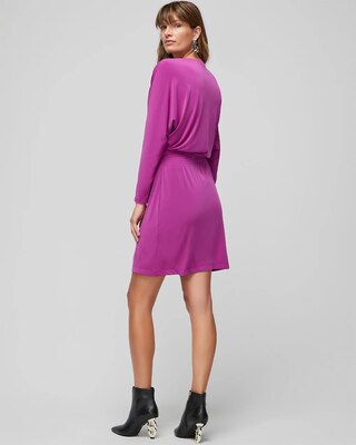Long Sleeve Smocked Matte Jersey Dolman Dress