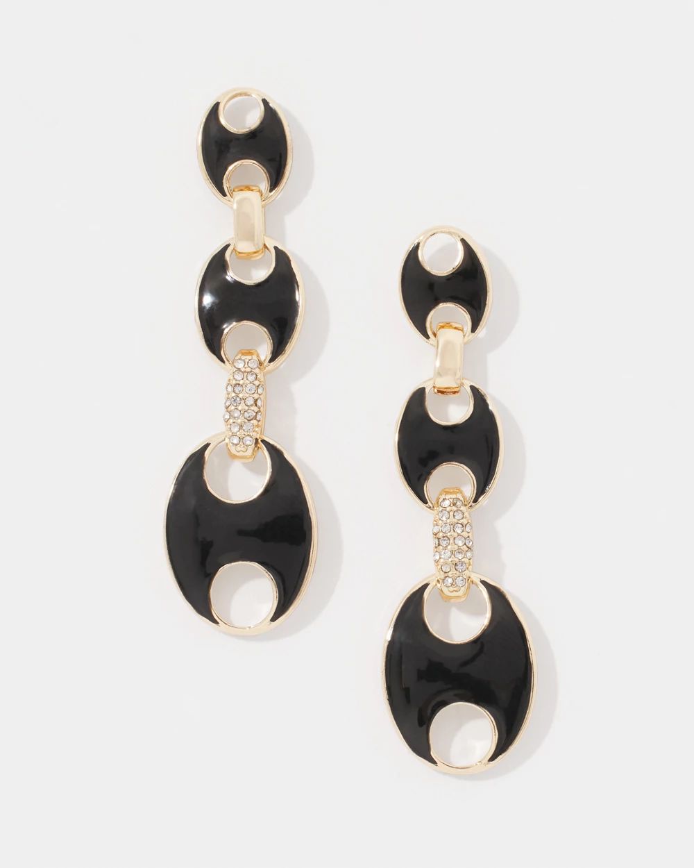 Black Mariner Links & Pavé Earrings