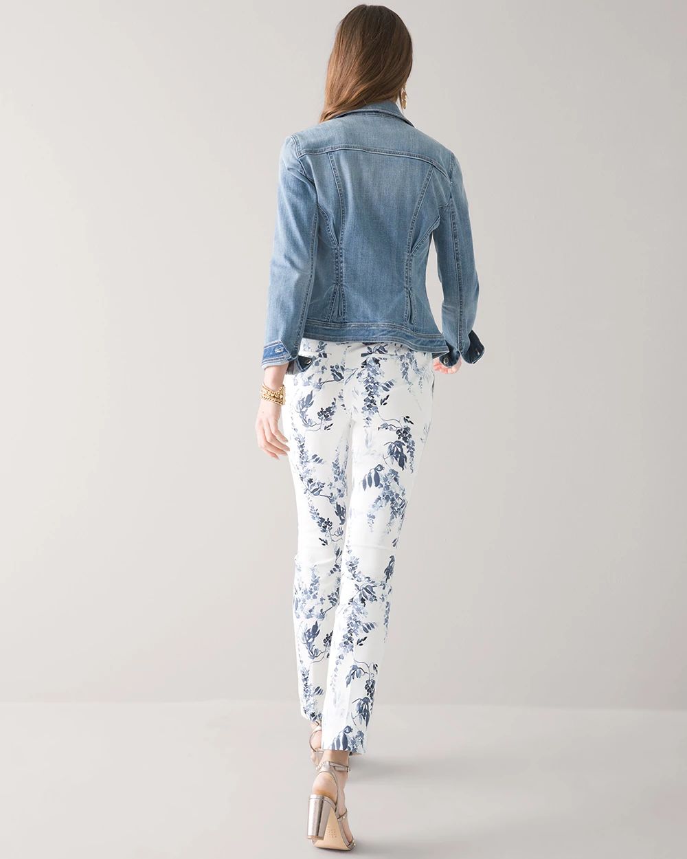 Petite Mid-Rise Floral Slim Ankle Pants