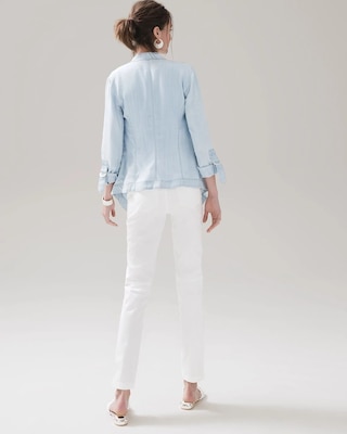 Drape-Front Roll-Sleeve Jacket