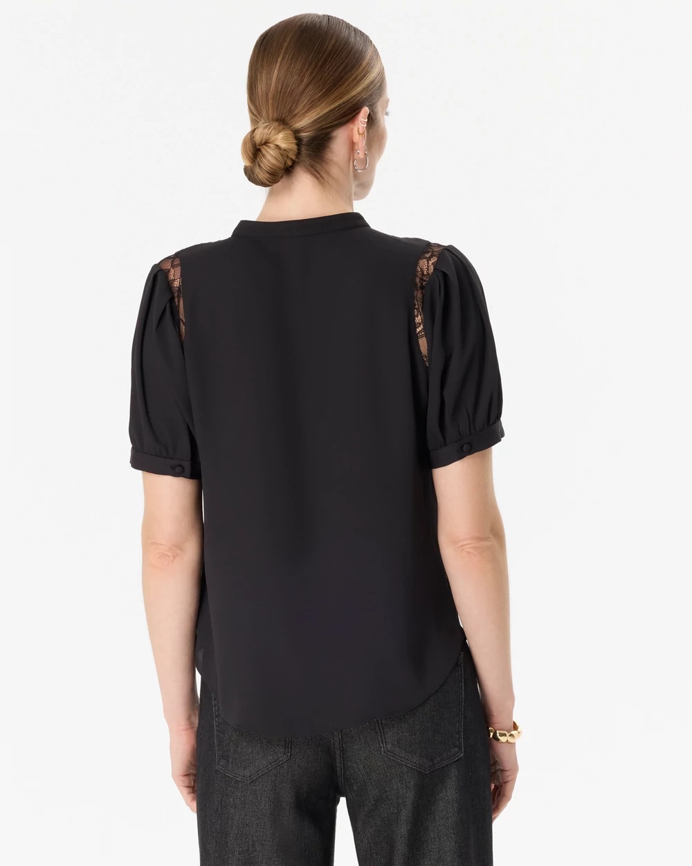 Lace Inset Crepe Blouse