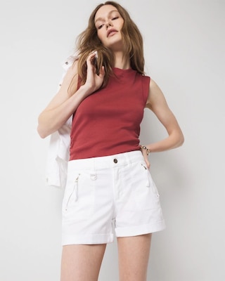 WHBM FORME™ Ribbed Stretch Ruched Side Tank click to view larger image.