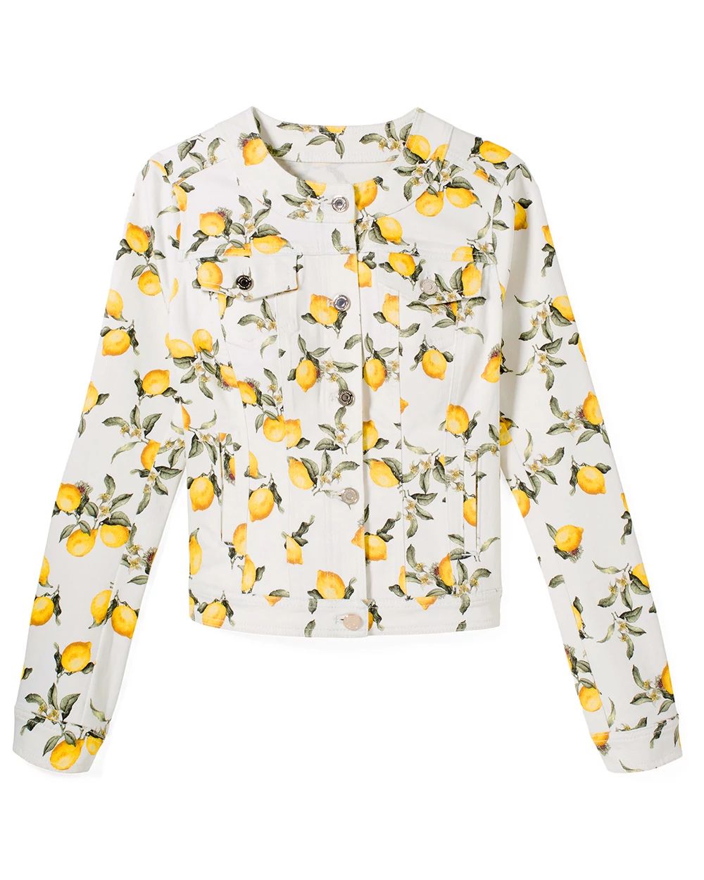 Lemon Print Denim Trucker Jacket