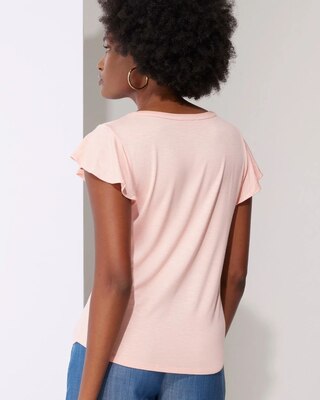Outlet WHBM Notch-Neck Ruffle-Sleeve Tee