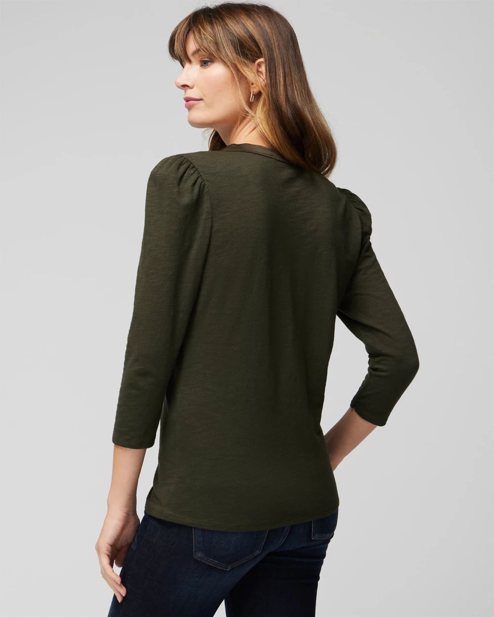 3/4 Sleeve Henley Tee click to view larger image.