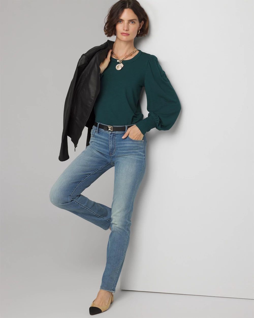 Long Sleeve Tee with Smocked Cuffs