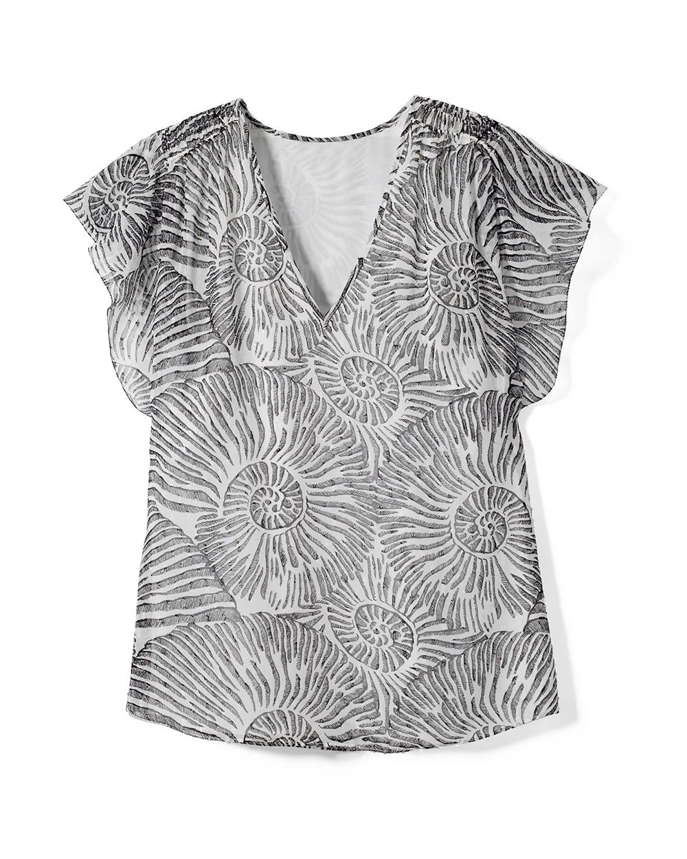 Flutter Sleeve Clip-Dot Top