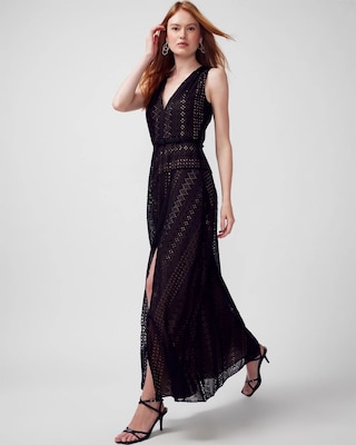 Eyelet Maxi Dress with Slit