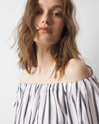 Off-the-Shoulder Drama Sleeve Blouse click to view larger image.