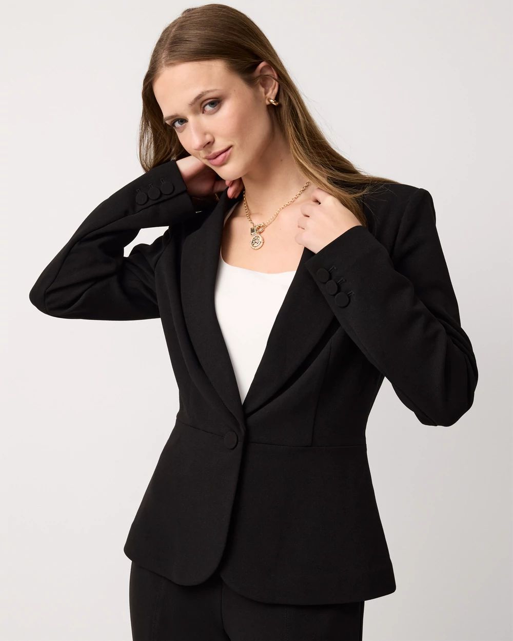 Petite Knit Crepe Blazer