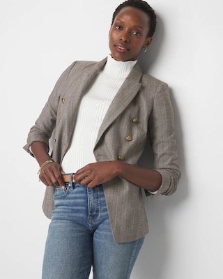 WHBM® Petite Herringbone Studio Blazer click to view larger image.