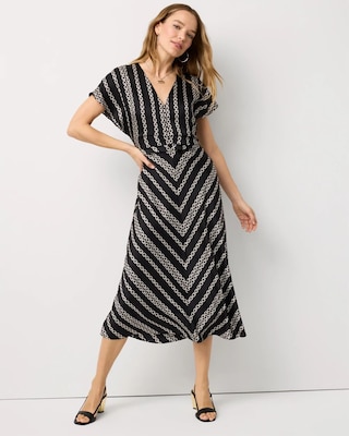 Ruched Twill Midi Dress