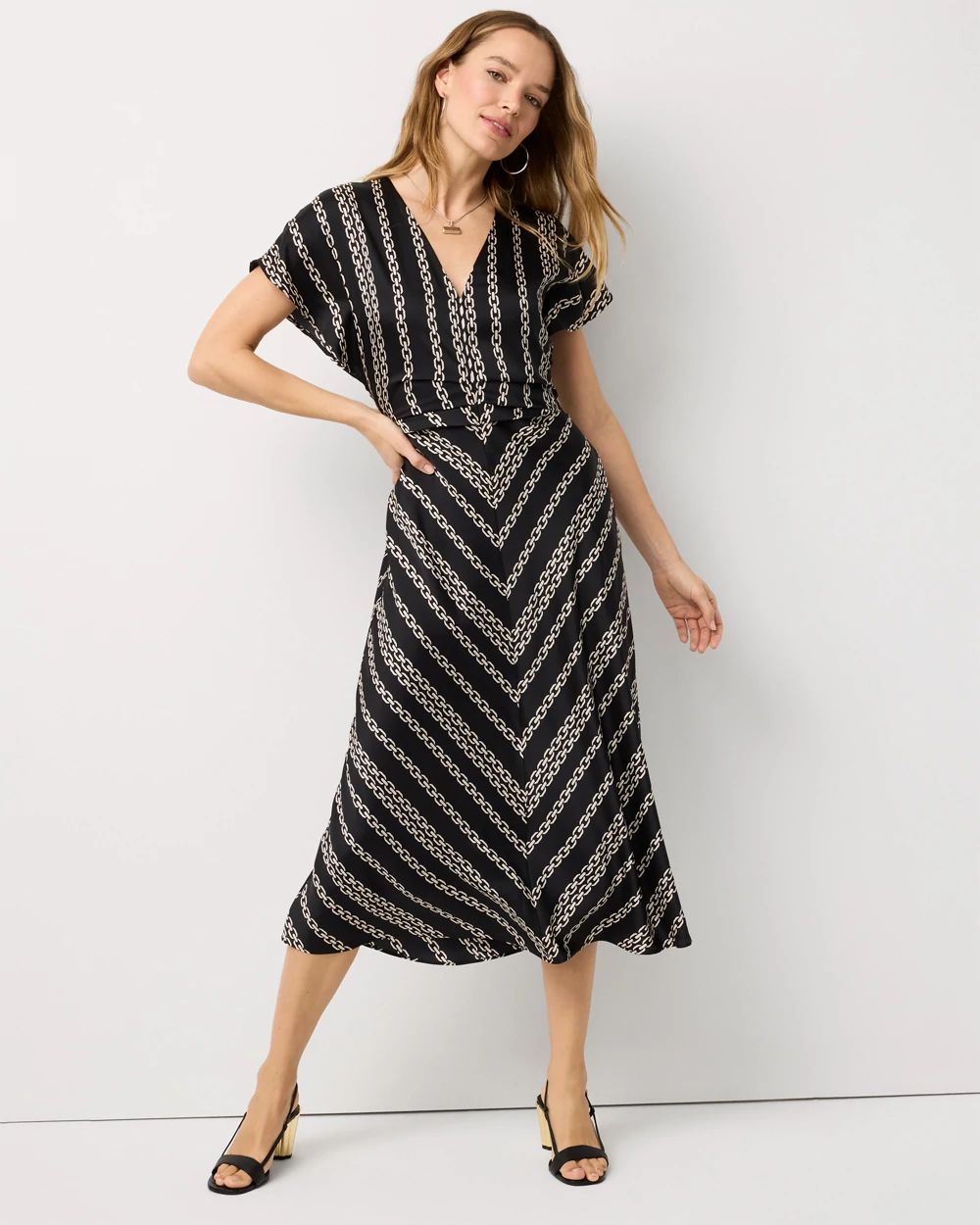 Ruched Twill Midi Dress