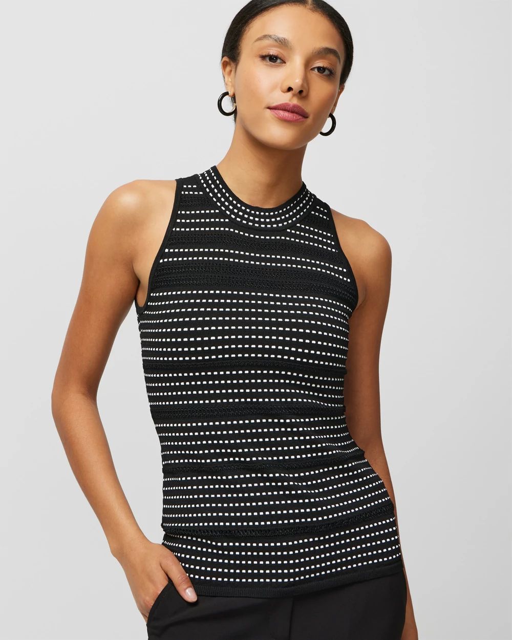 Black + White Dot Tank