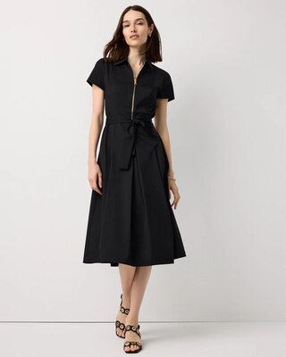 Half-Zip Poplin Shirt Dress