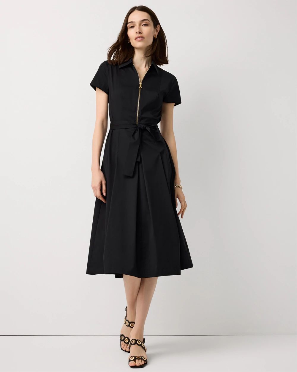 Half-Zip Poplin Shirt Dress
