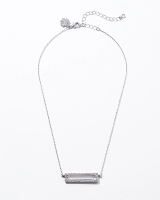 Silver Clear Crystal Bar Single Strand Necklace click to view larger image.