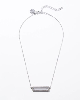 Silver Clear Crystal Bar Single Strand Necklace
