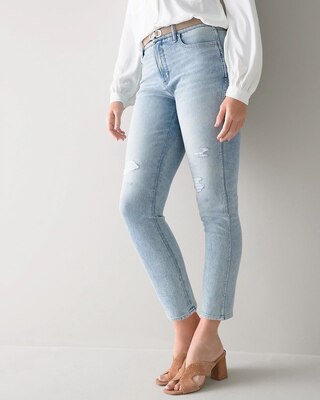 Curvy-Fit High-Rise Sculpt Destructed Straight Jeans