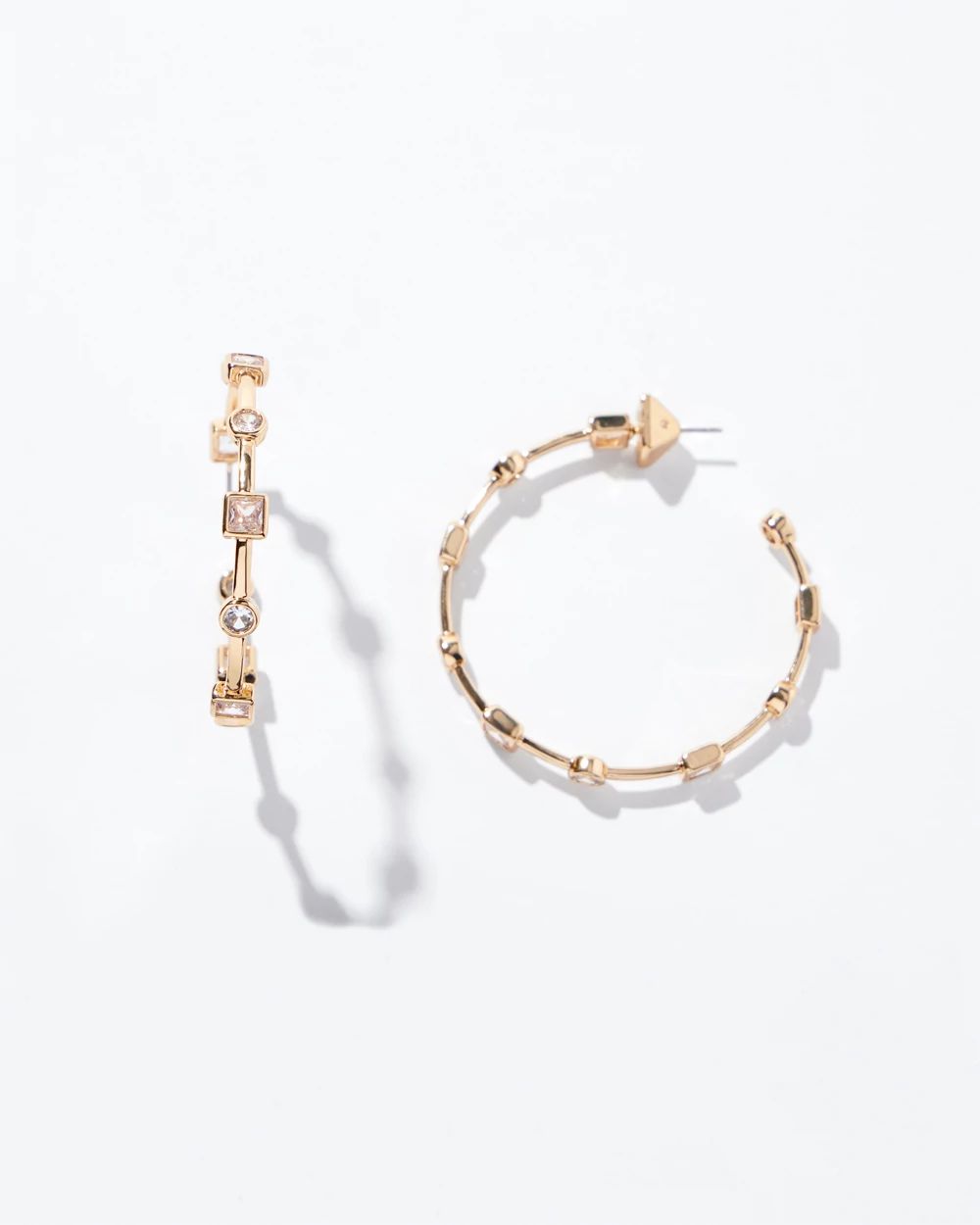 Gold Cubic Zirconia Bezel Hoops