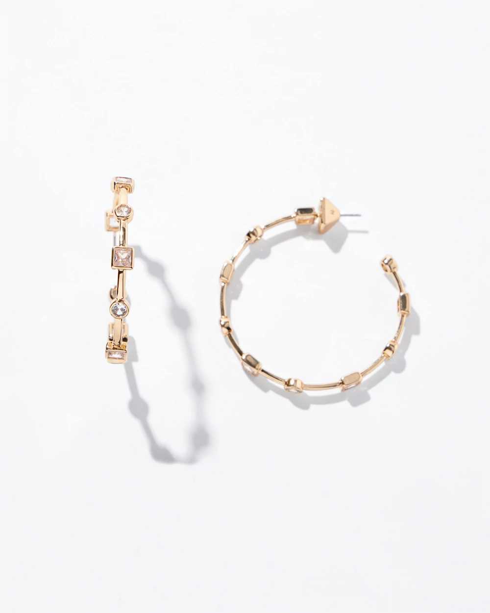Gold Cubic Zirconia Bezel Hoops click to view larger image.