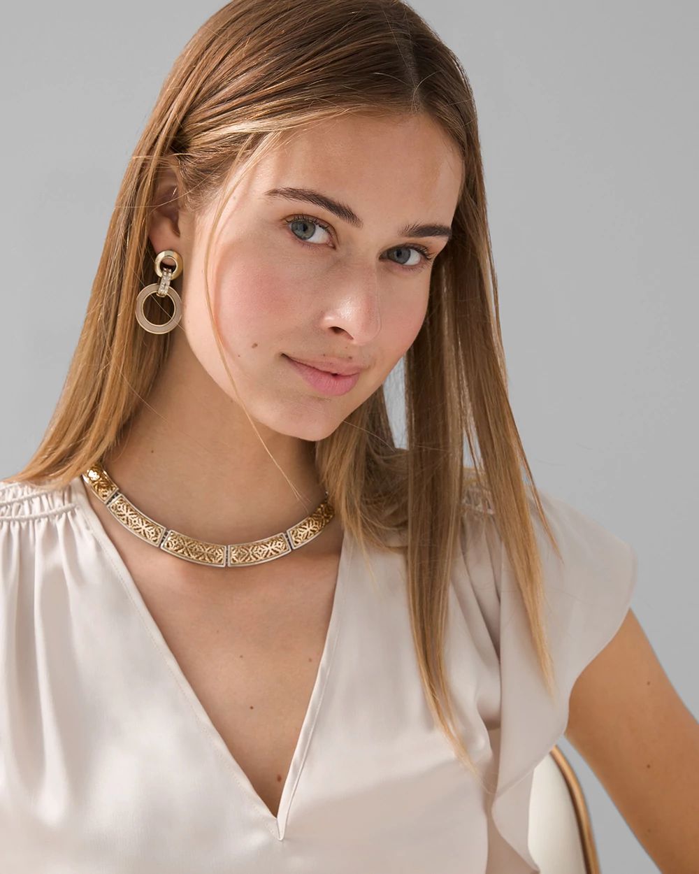 Goldtone + Silvertone  Collar Necklace