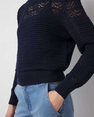 Mixed Stitch Mock Neck Sweater click to view larger image.