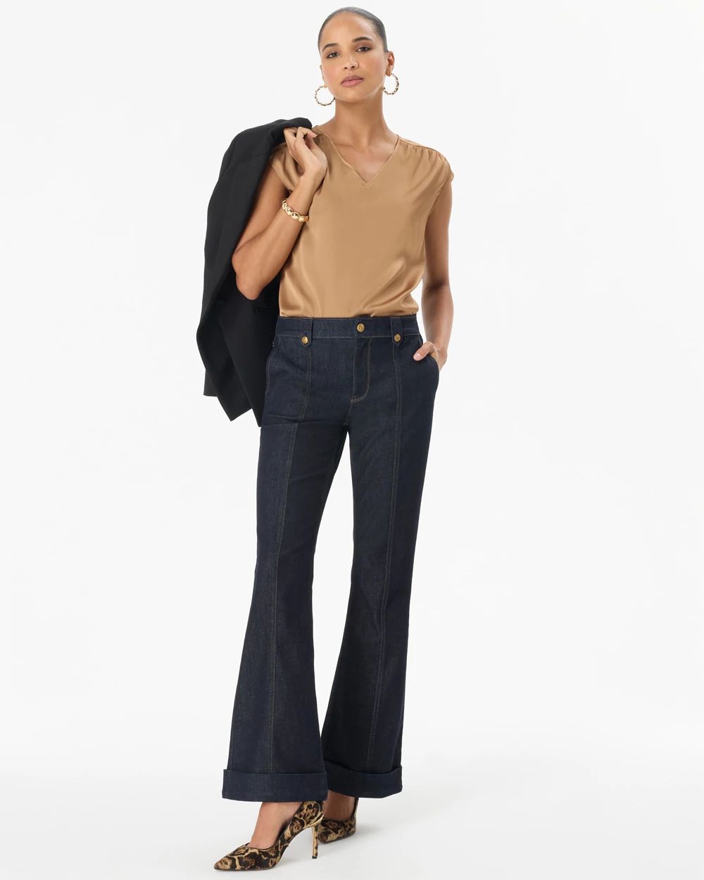 Cuffed High-Rise Flare Jean click to view larger image.